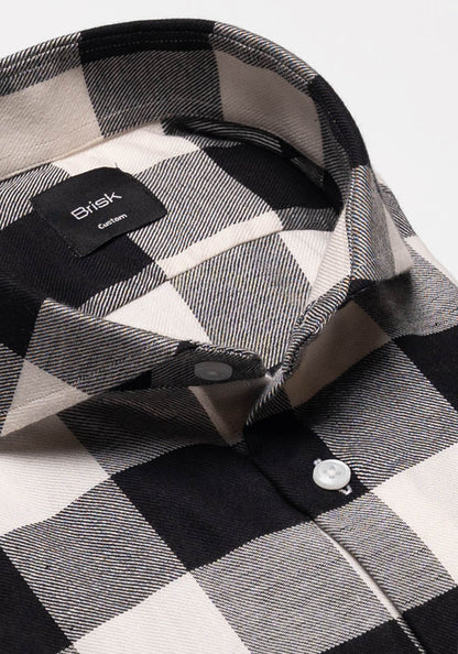 Soft Black Bold Boxes Flannel Shirt-1