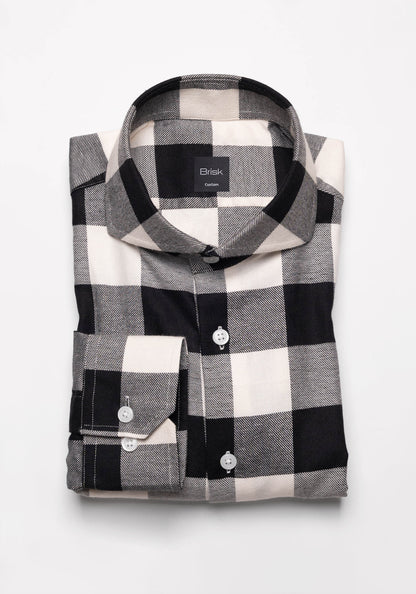 Soft Black Bold Boxes Flannel Shirt