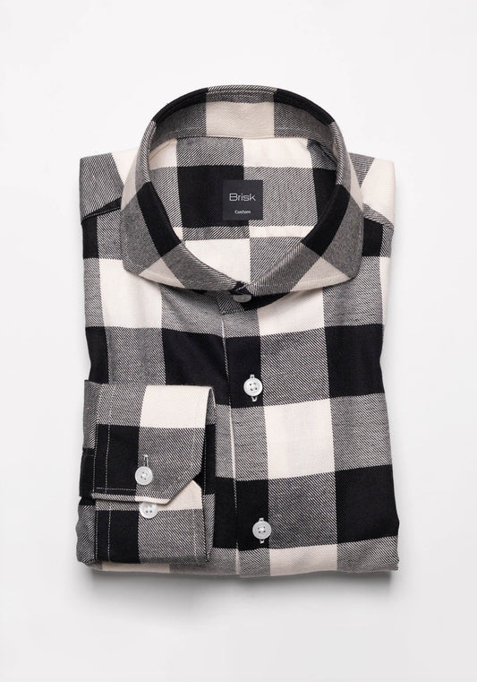 Soft Black Bold Boxes Flannel Shirt