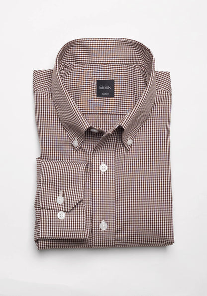 Soft Brown Light-weight Gingham Shirt