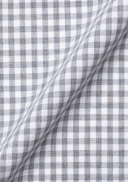 Melange Grey Peached Soft Gingham Shirt - Wrinkle Resistant