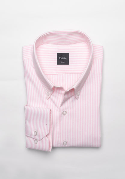Soft Pink Crisp Oxford Stripes Shirt - Sale
