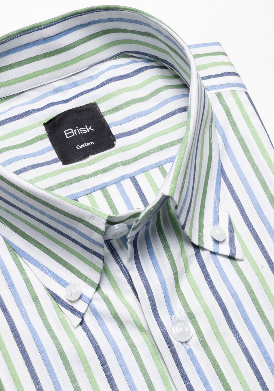Summer Green Blue Slub Stripes Shirt