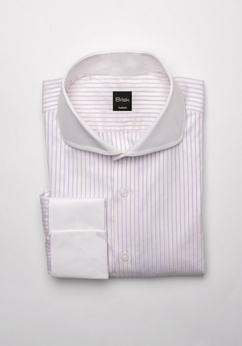 Crisp Pastel Lilac Gloss Structured Stripes Shirt