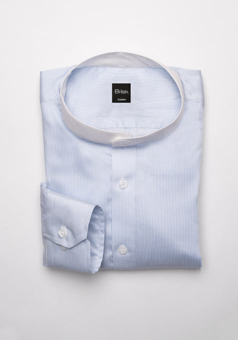 Soft Sky Blue Dobby Narrow Stripes Shirt