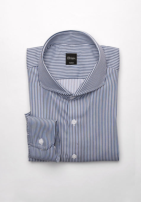 Black Narrow Stripes Shirt - Cotton/Poly - Wrinkle Free - Sale