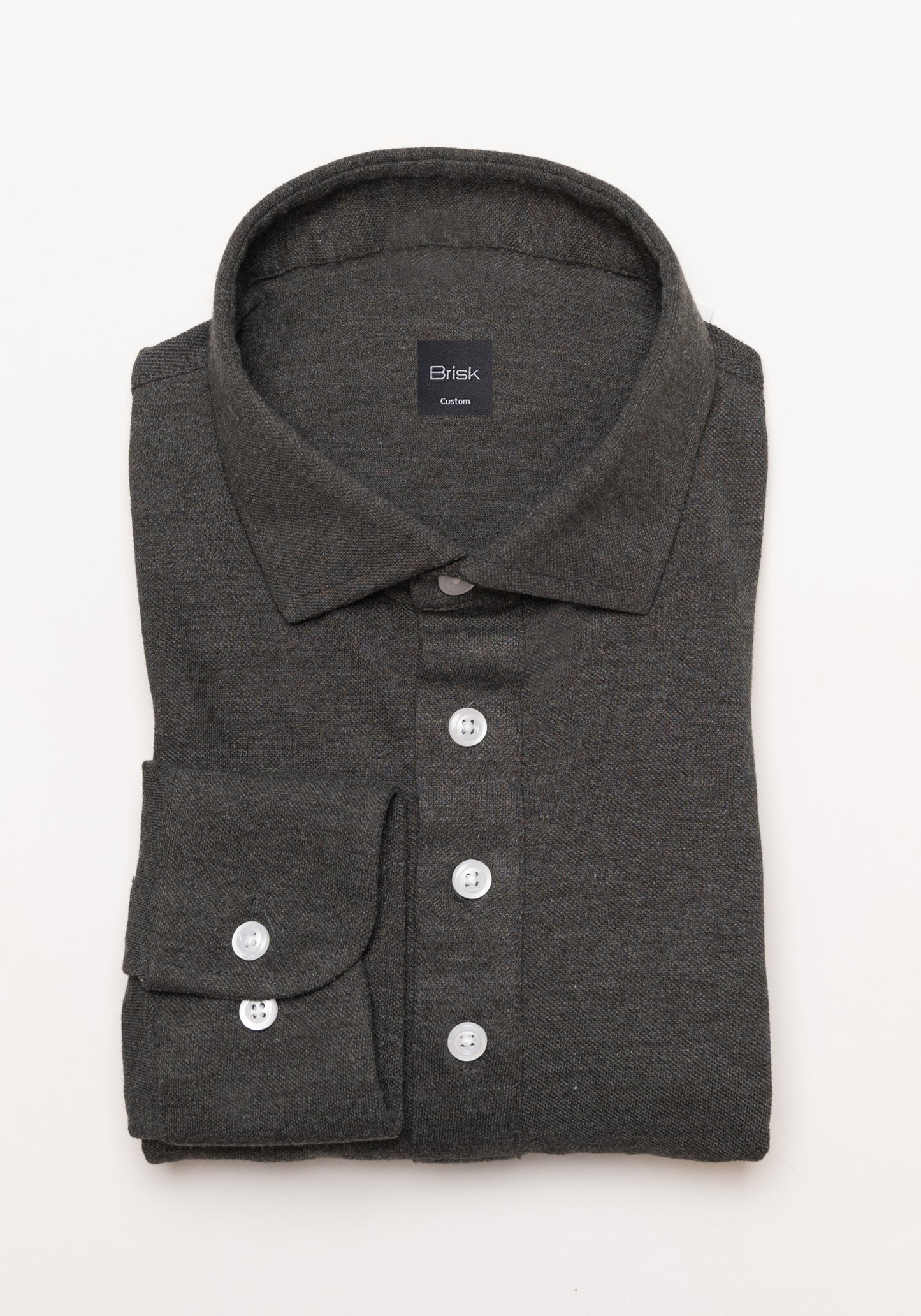 Charcoal Grey Feather Soft Piqué Popover Full Sleeve Polo Shirt