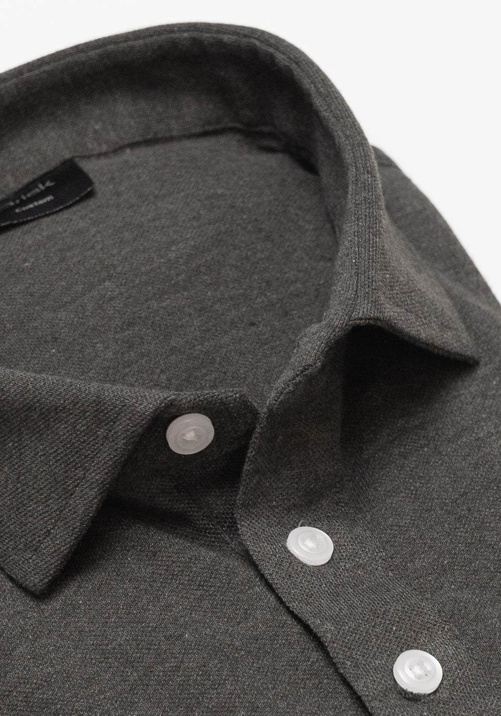 Charcoal Grey Feather Soft Piqué Popover Full Sleeve Polo Shirt