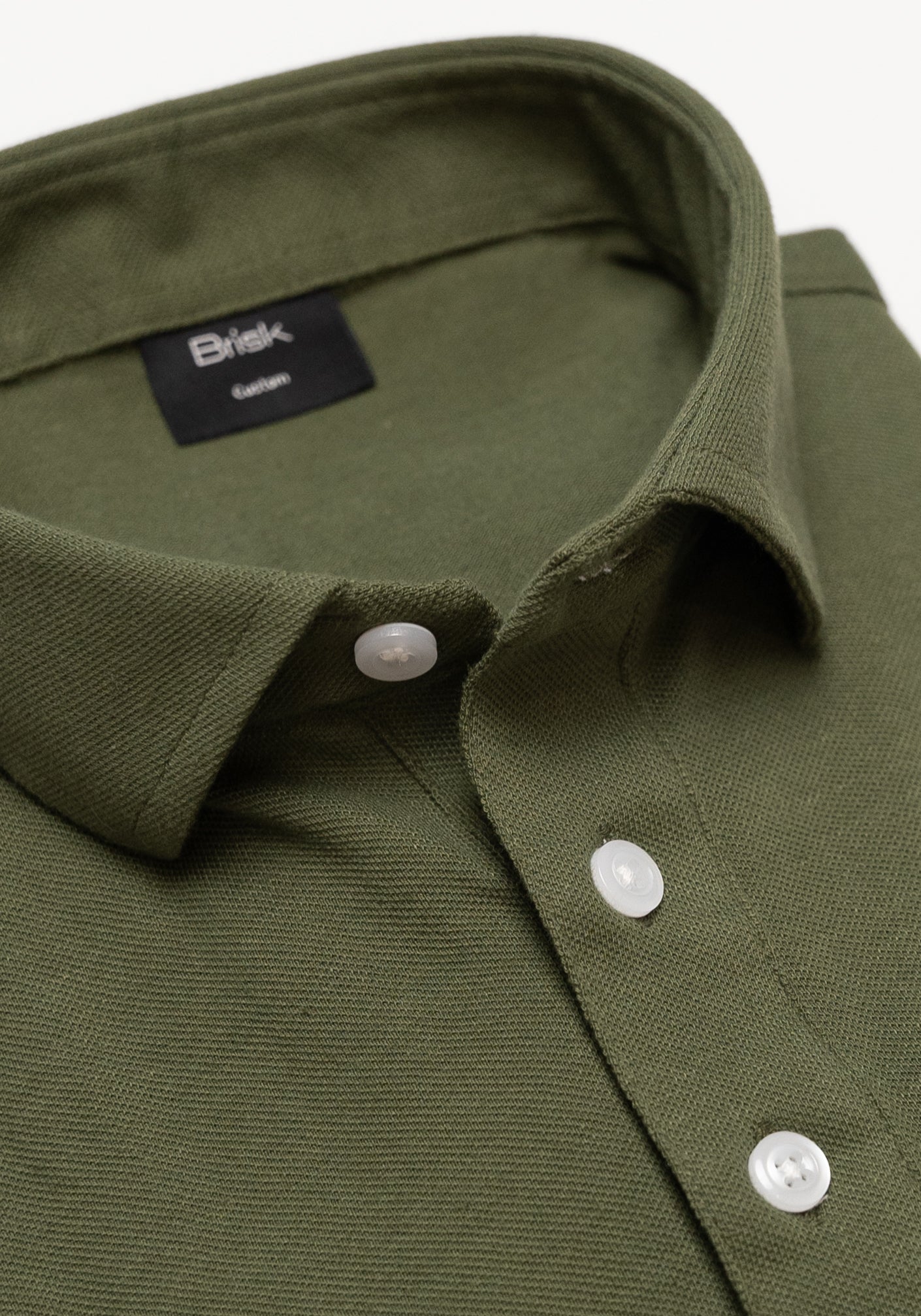 Military Green Feather Soft Piqué Popover Full Sleeve Polo Shirt