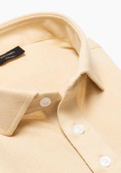 Tan Feather Soft Piqué Popover Full Sleeve Polo Shirt