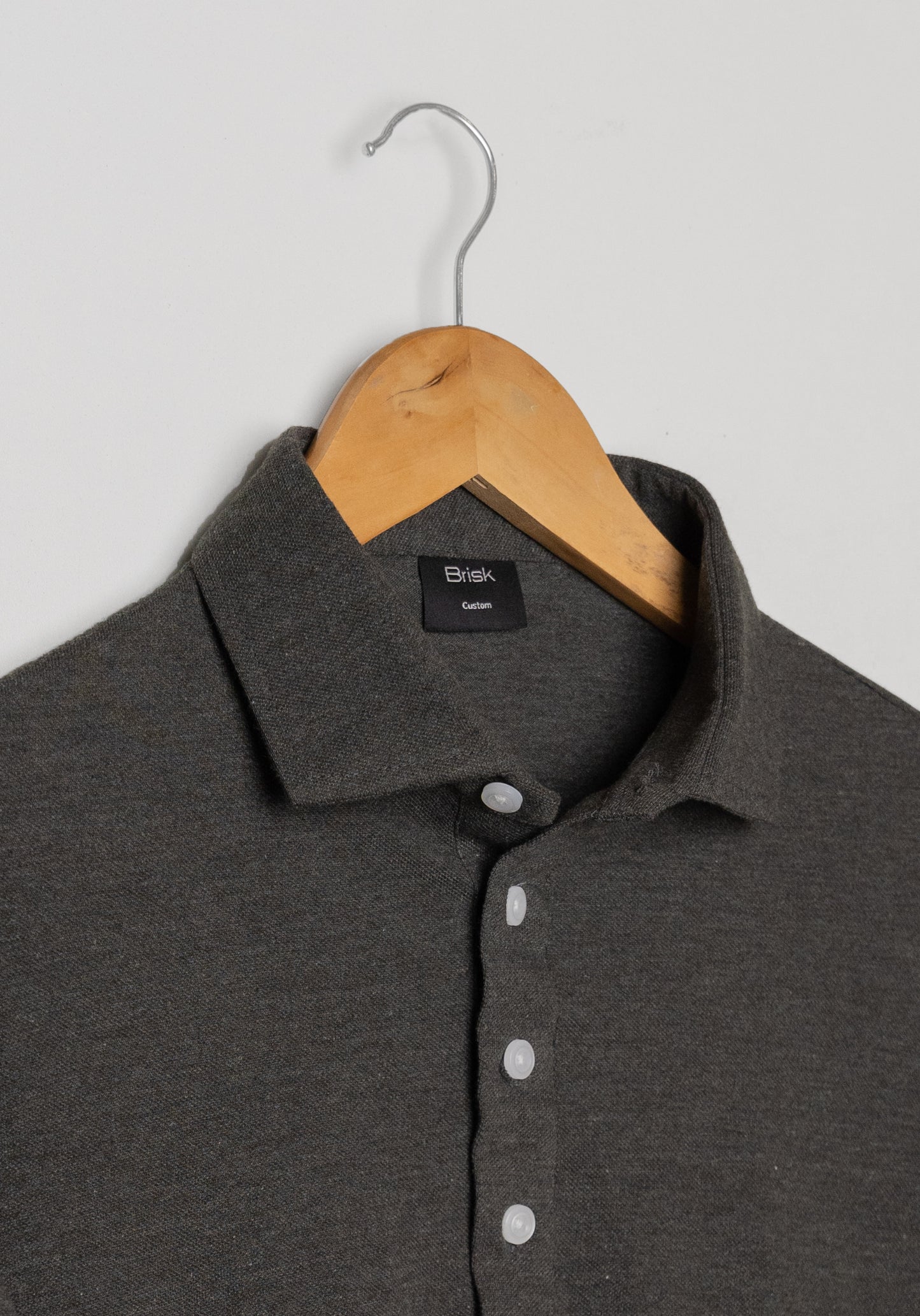 Charcoal Grey Feather Soft Piqué Popover Full Sleeve Polo Shirt
