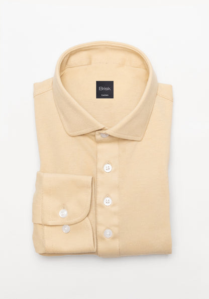 Tan Feather Soft Piqué Popover Full Sleeve Polo Shirt