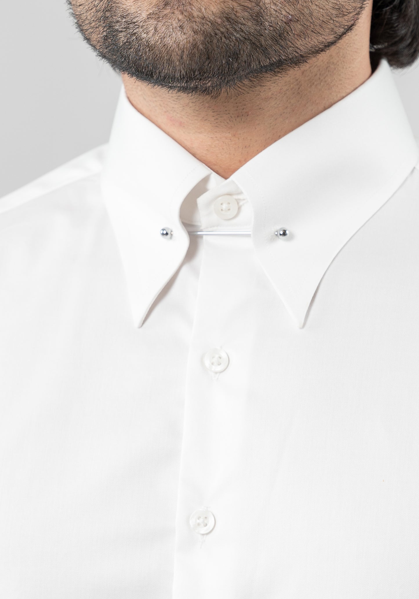 Classic White Twill Collar Pin Shirt