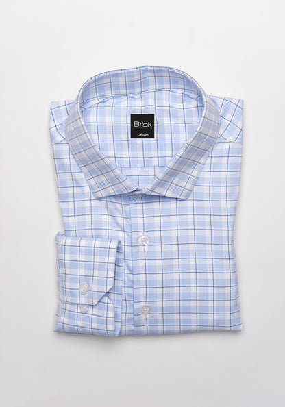 Blue Super Soft Tartan Performance Stretch Shirt - Sale