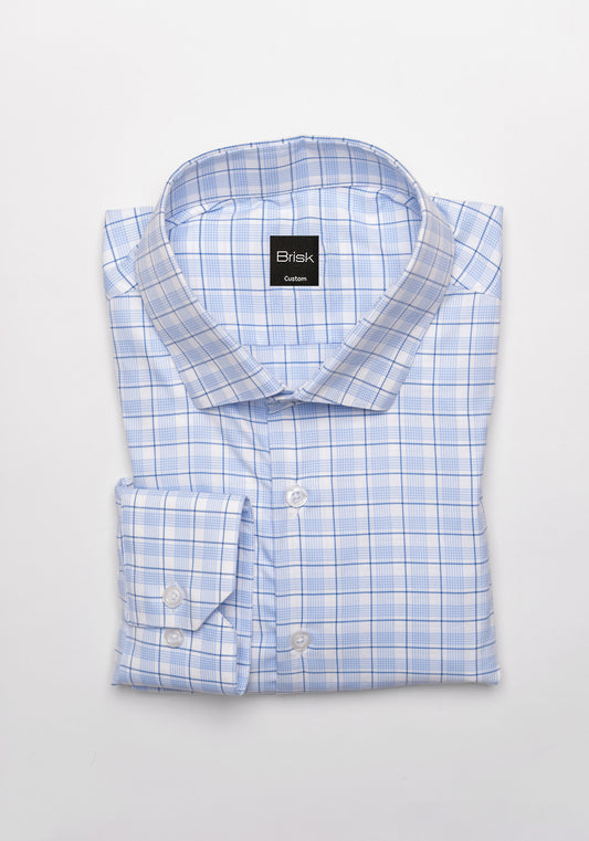 Blue Super Soft Tartan Performance Stretch Shirt - Sale