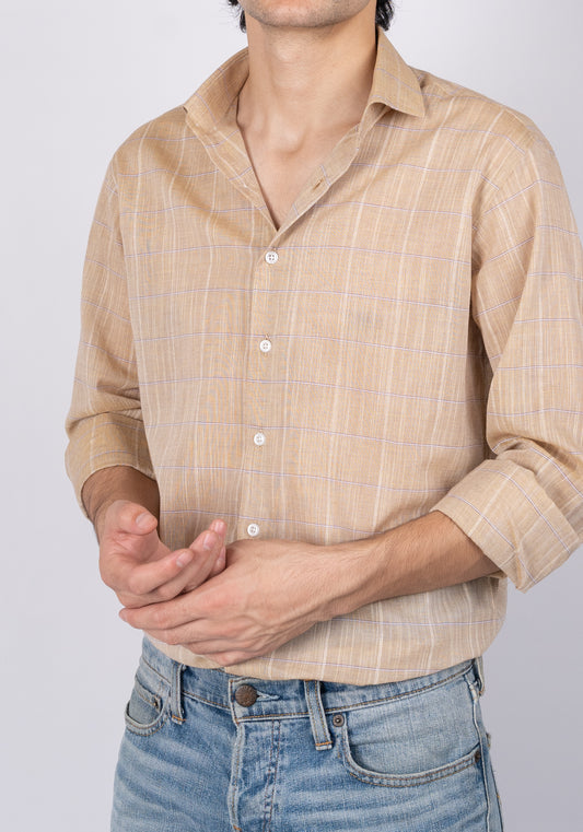 Mustard Windowpane Super Light-Weight Shirt