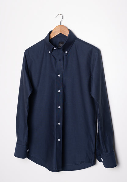 Crisp Navy Blue Oxford Shirt - Heavyweight
