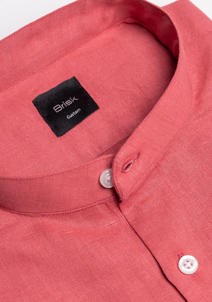 Cherry Pink Cotton Linen Shirt