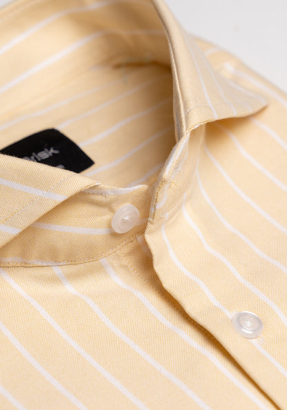 White On Pastel Yellow Oxford Stripes Shirt - SALE