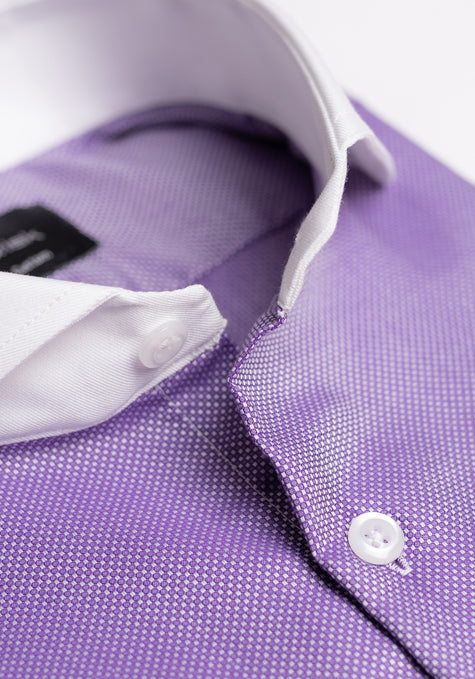 White On Purple Structured Shirt - Wrinkle Resistant - SALE
