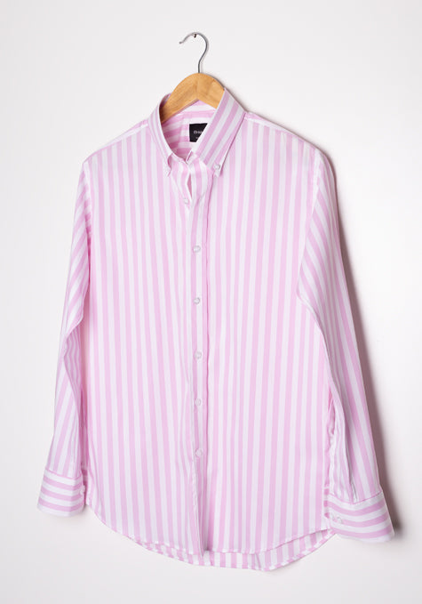 PINK BOLD STRIPES STRETCH SHIRT - SALE
