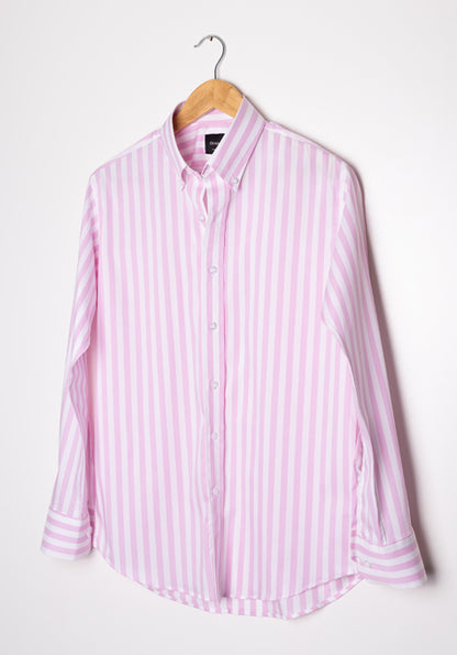 PINK BOLD STRIPES STRETCH SHIRT - SALE