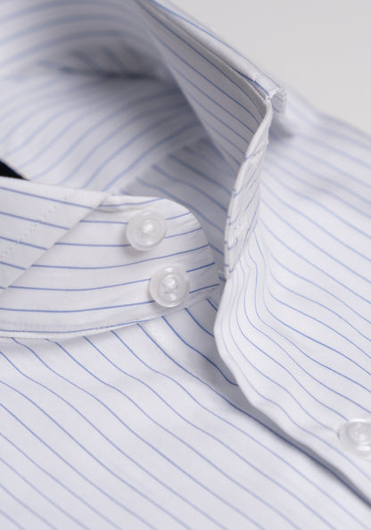 Blue On White Pencil Stripes Shirt - SALE