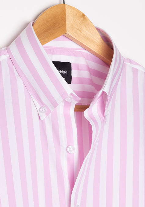 PINK BOLD STRIPES STRETCH SHIRT - SALE
