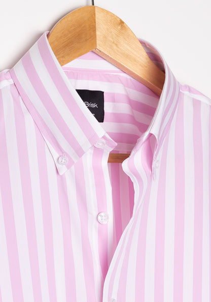PINK BOLD STRIPES STRETCH SHIRT - SALE