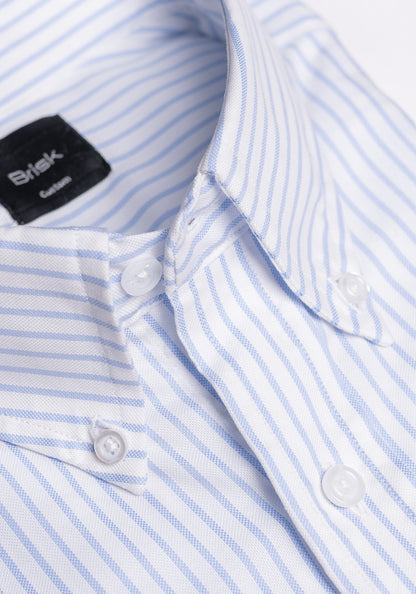 Baby Blue On White Structured Stretch Stripes Shirt