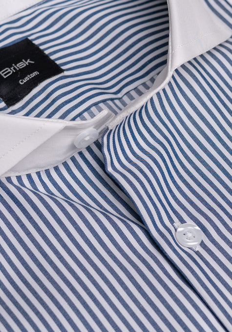 Navy Blue Stripes Shirt - Sale