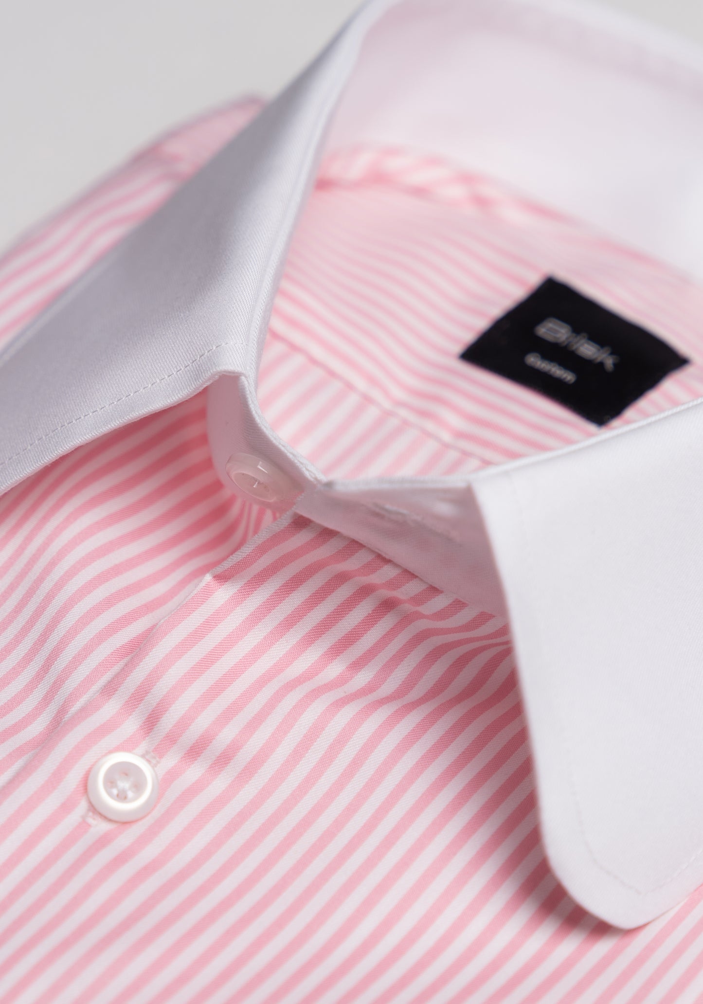 Italian Pink Stripes Shirt - White Club Collar - SALE
