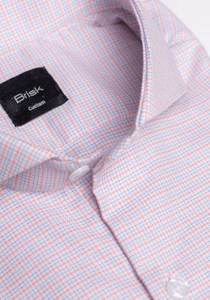 Orange & Blue Checks Stretch Shirt - Wrinkle Resistant - SALE
