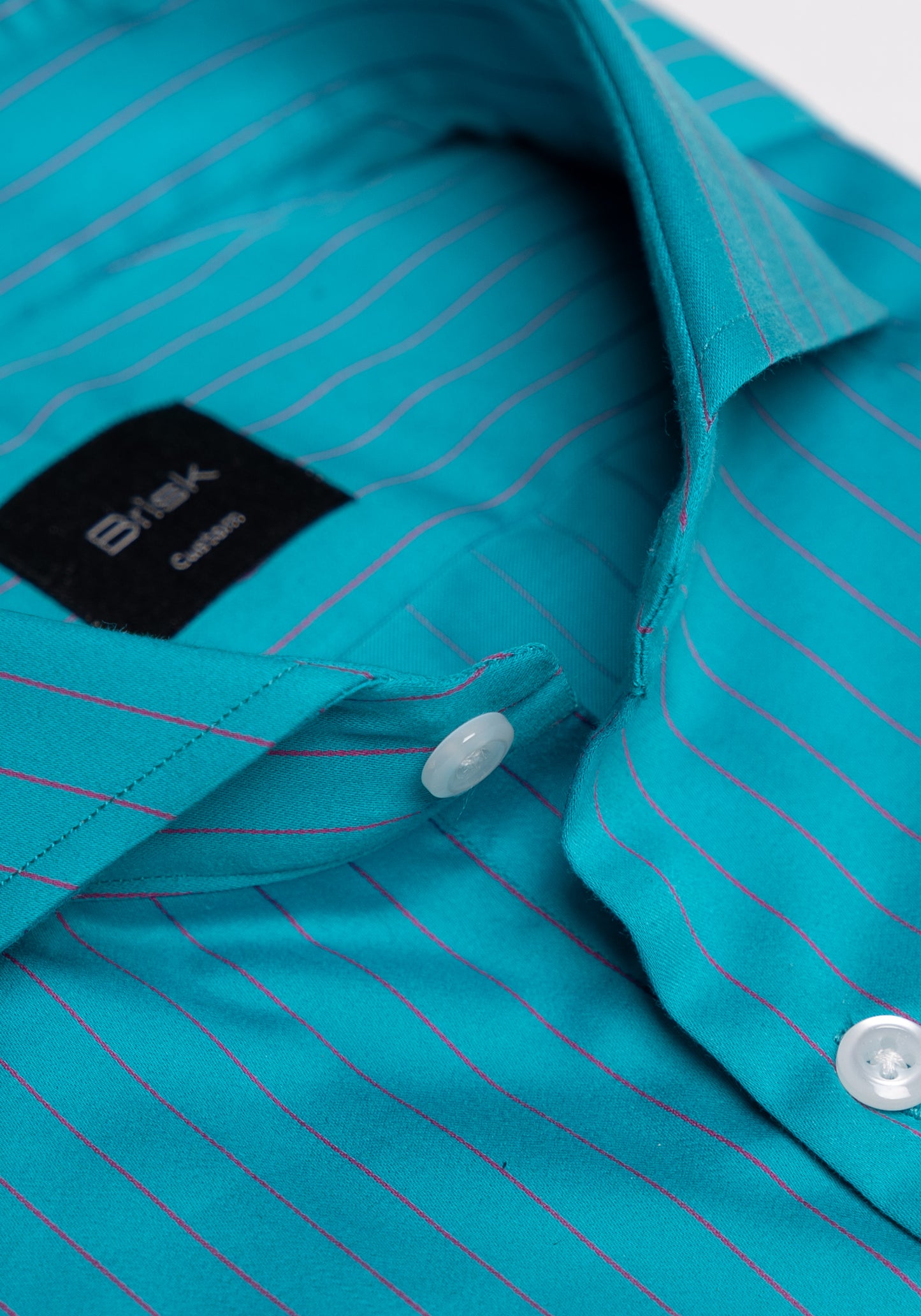 Egyptian Pink On Turquoise Pencil Stripes Shirt - SALE