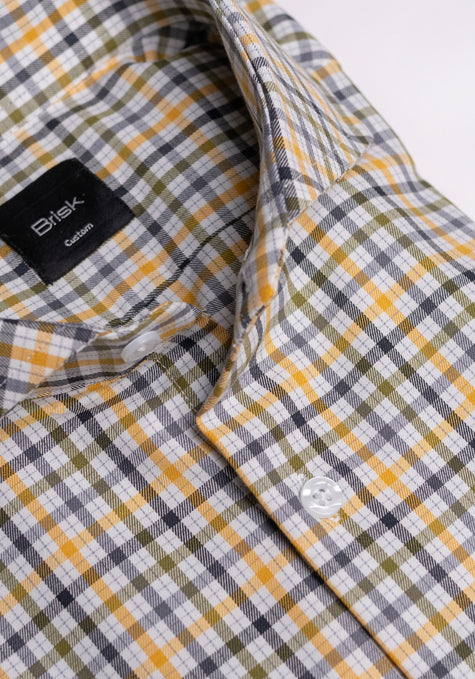 Olive Yellow & Multi Gingham Performance Stretch Shirt - Wrinkle Resistant - SALE