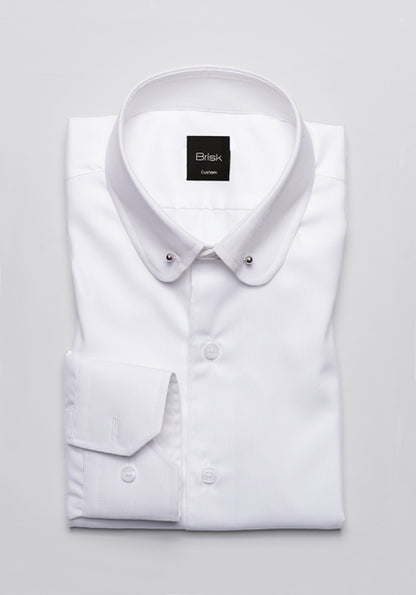 WHITE CLUB COLLAR SHIRT - PIN COLLAR