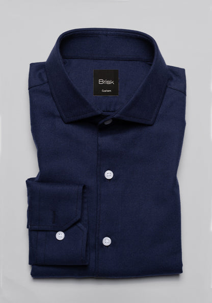 Navy Blue Brushed Winter Flannel Shirt - Sale