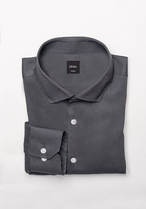 Charcoal Grey Cotton Linen Viscose Shirt - Sale