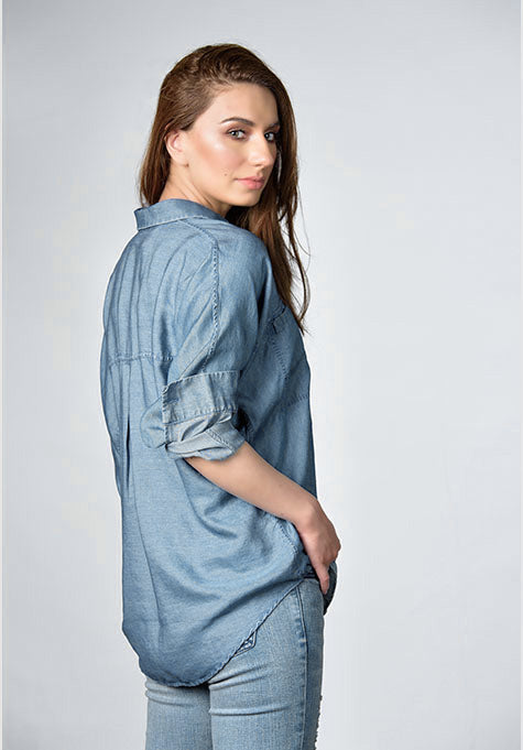 DENIM LIGHT WASH SHIRT - NO ARMHOLE