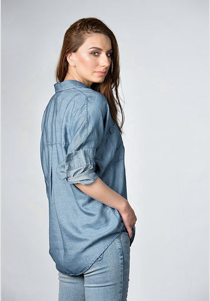 DENIM LIGHT WASH SHIRT - NO ARMHOLE