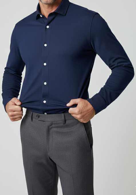 Navy Blue Tech Performance Jersey Shirt - 4 Way Stretch