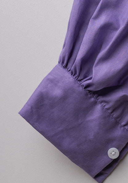 LILAC LIGHTWEIGHT BALLOON SLEEVE CROPPED SHIRT