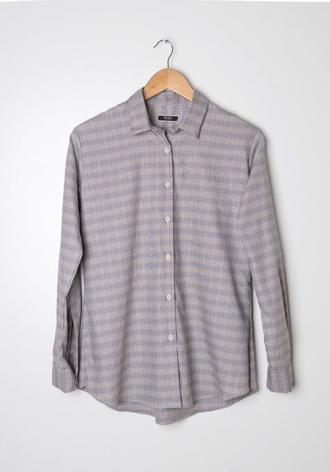 Soft Tan Windowpane Relaxed Fit Shirt - Sale