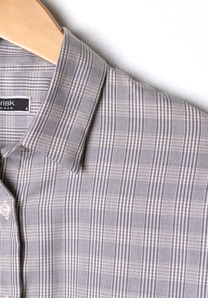 Soft Tan Windowpane Relaxed Fit Shirt - Sale