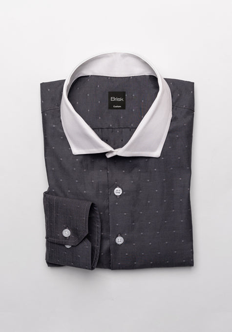 Charcoal Grey Dobby Structured Shirt - Sale