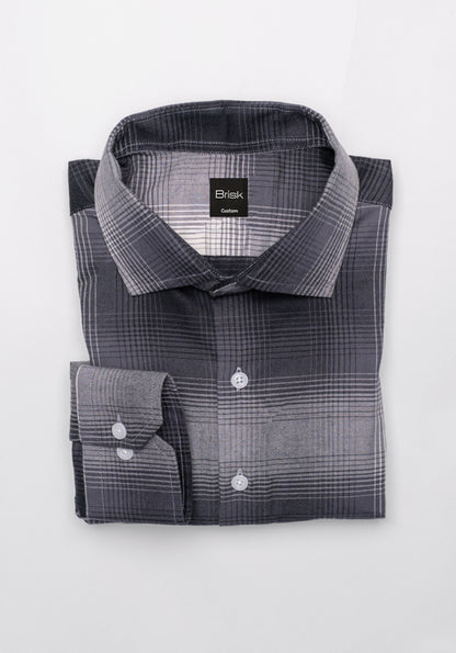 Cloud White Grey Bold Tartan Brushed Flannel Shirt - Wrinkle Resistant - SALE
