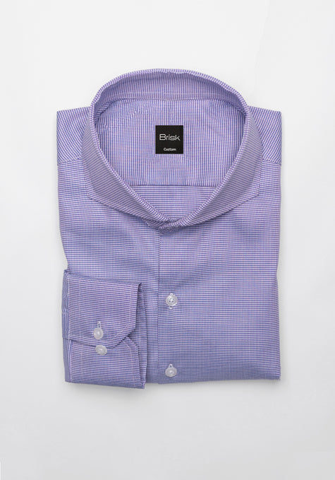 Egyptian Blue Purple Houndstooth Shirt - Extreme Collar - SALE