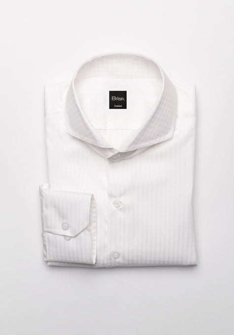 Egyptian White Gloss Jacquard Shirt - Sale