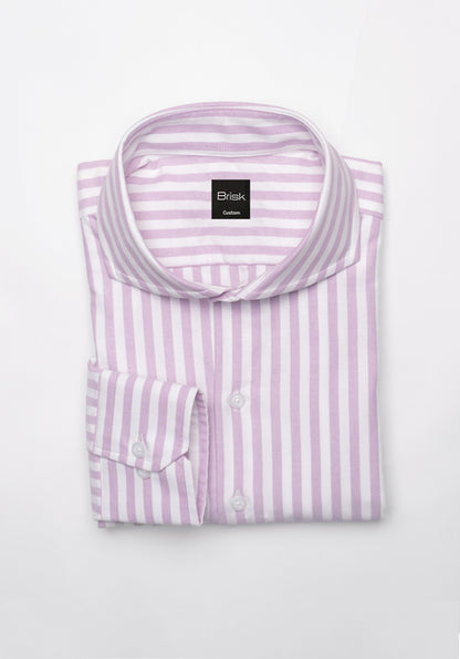 Soft Pale Magenta Oxford Bengal Stripes Shirt - SALE