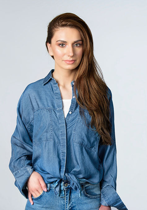 DENIM MEDIUM WASH NO ARMHOLE SHIRT